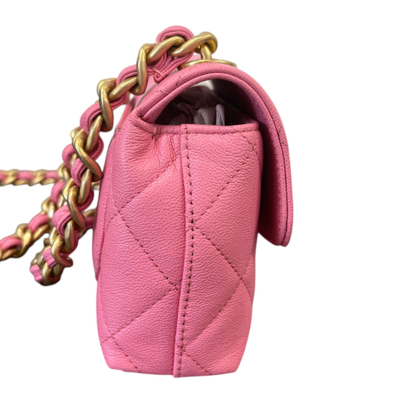 Women's Small Caviar Leather Flap Bag Pink