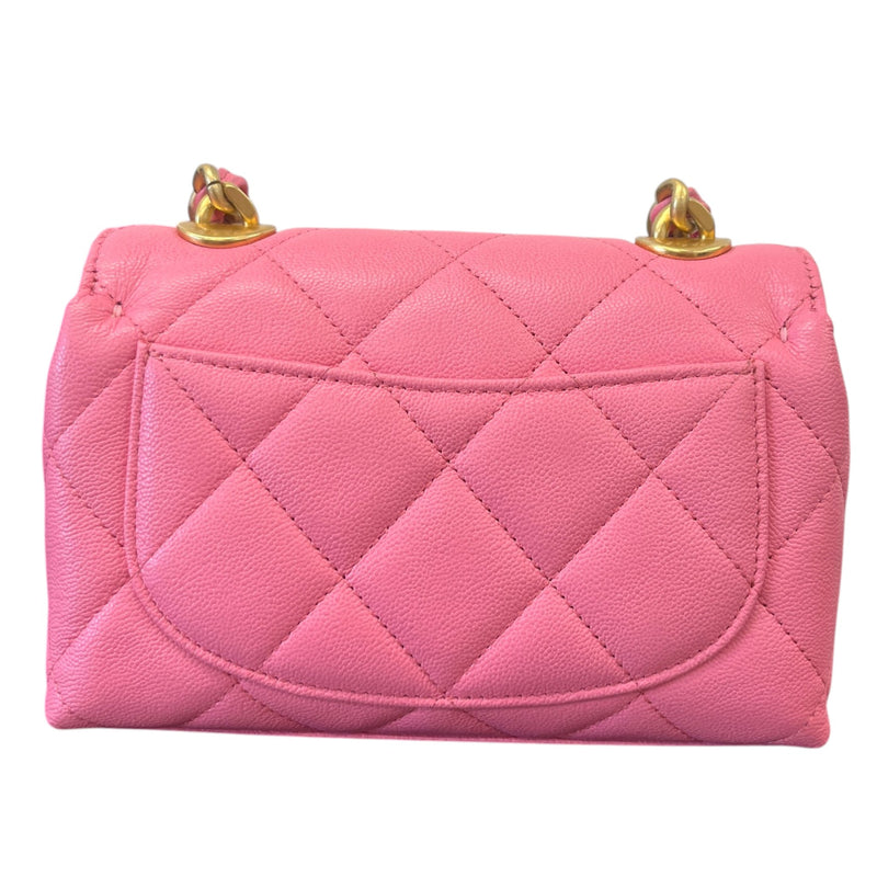 Women's Small Caviar Leather Flap Bag Pink
