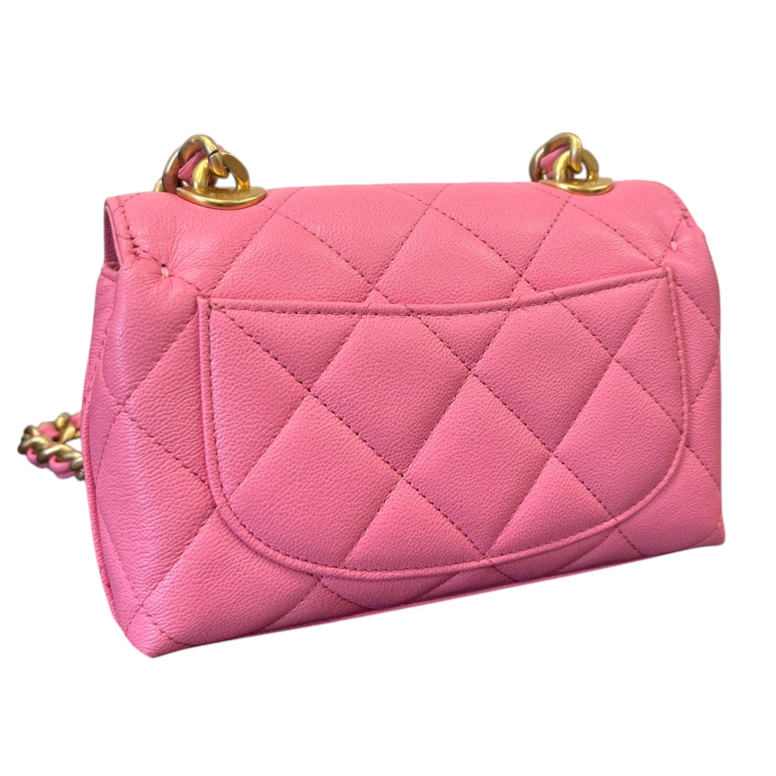 Women's Small Caviar Leather Flap Bag Pink - Photo 8