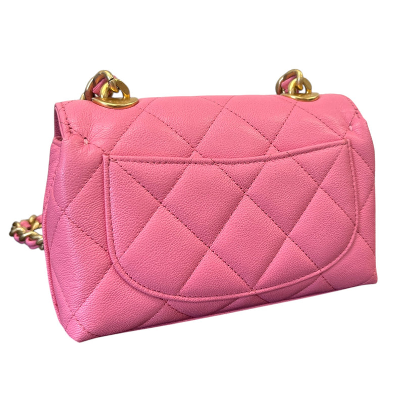 Women's Small Caviar Leather Flap Bag Pink