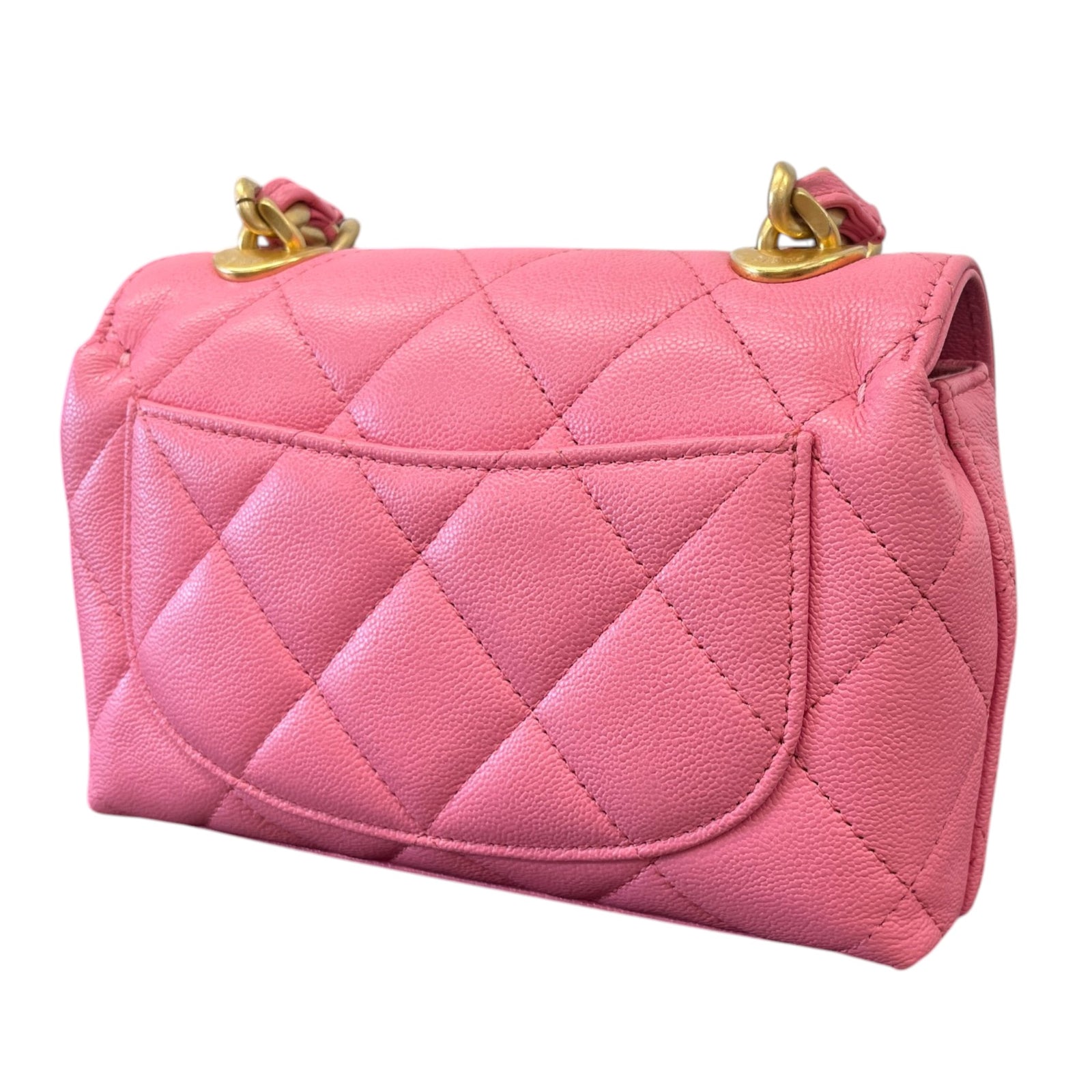 Women's Small Caviar Leather Flap Bag Pink - Photo 9