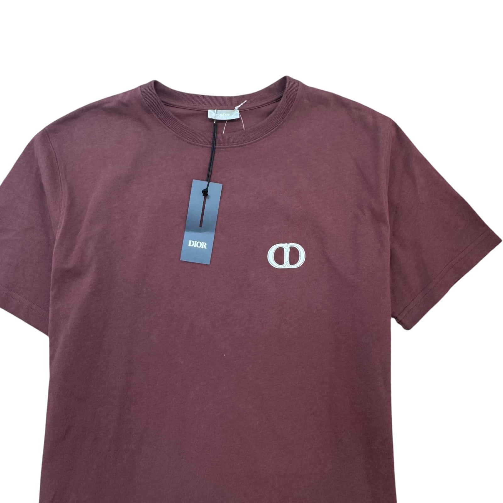 Men's CD Icon Embroidery Short Sleeve Shirt Burgundy Size XL - Photo 3