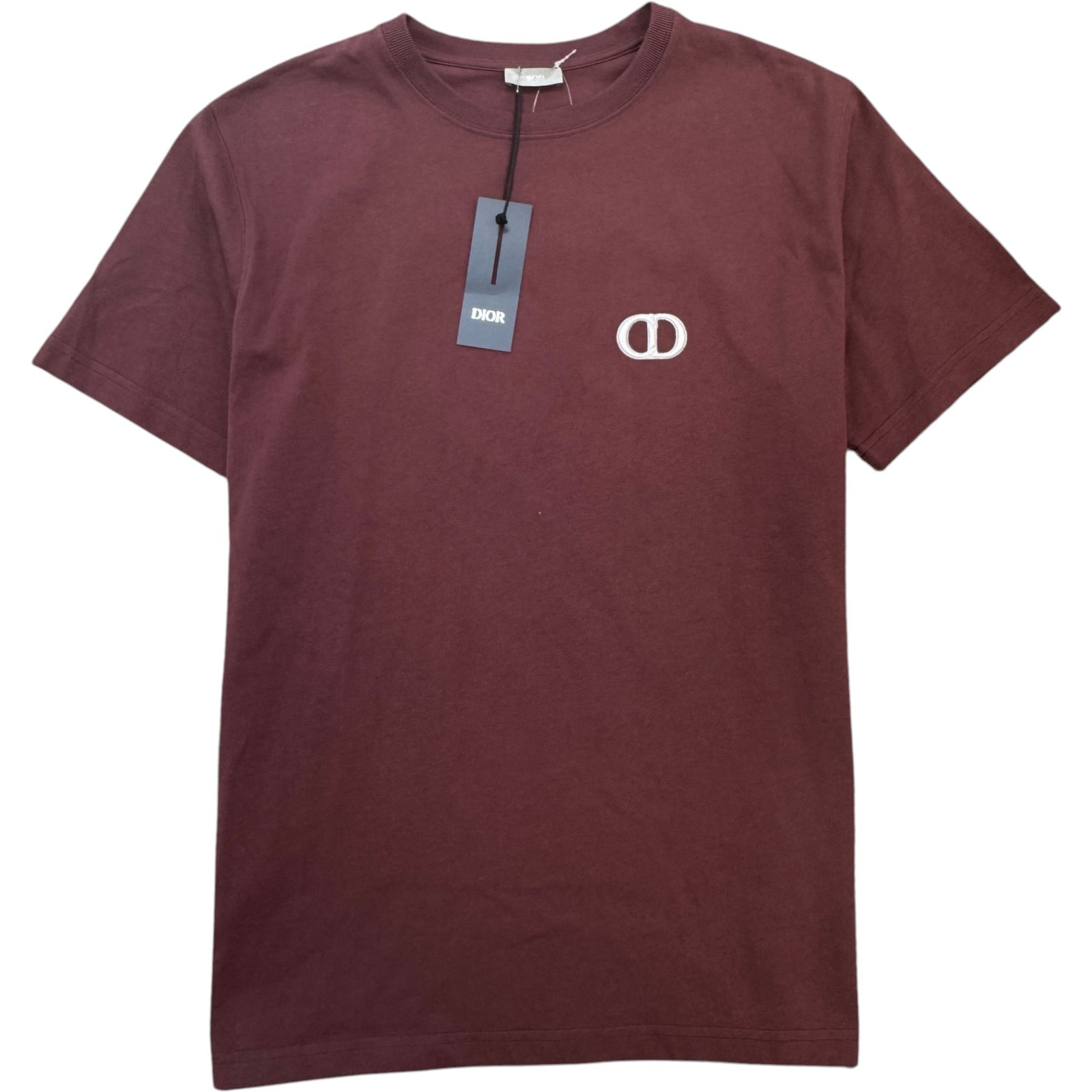 Men's CD Icon Embroidery Short Sleeve Shirt Burgundy Size XL - Photo 1