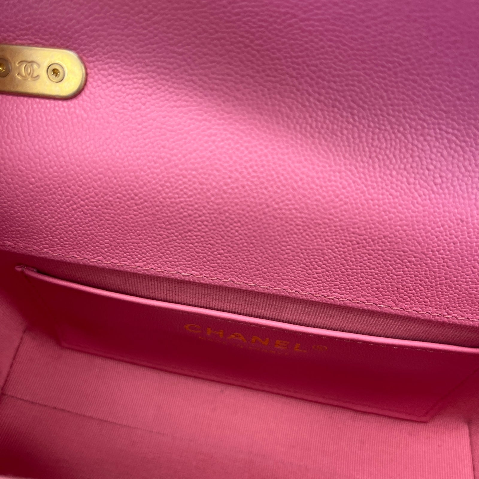 Women's Small Caviar Leather Flap Bag Pink - Photo 12