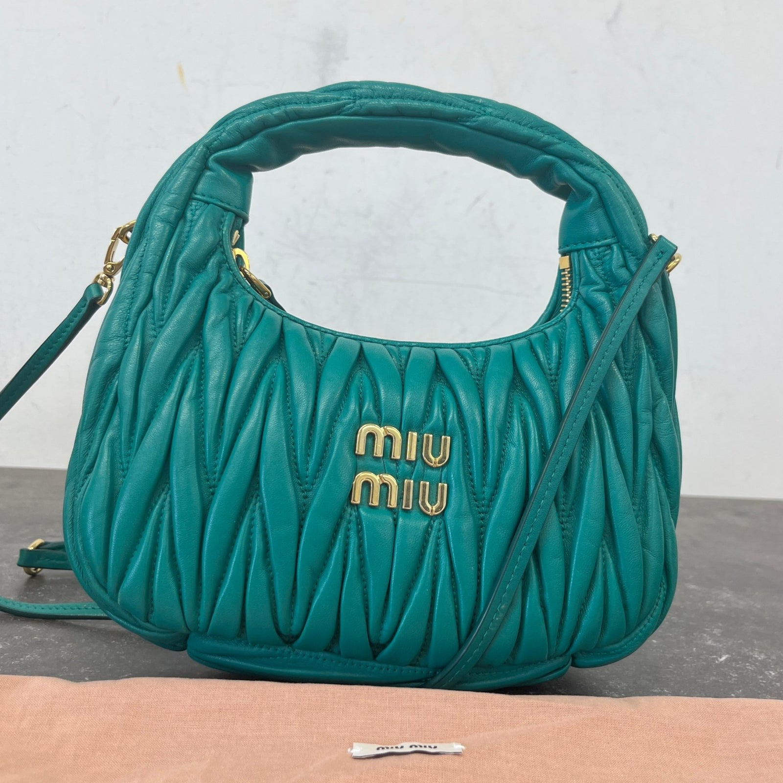 Women's Wander Matelassé Nappa Bag Green - Photo 14