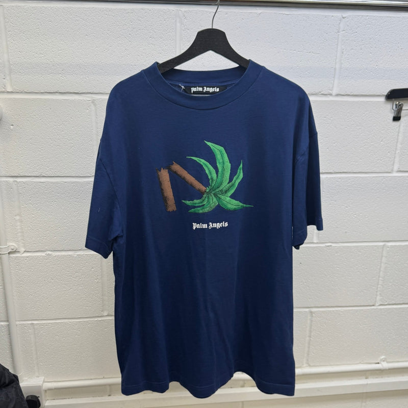 Men's Broken Palm T-Shirt Blue Size XXL