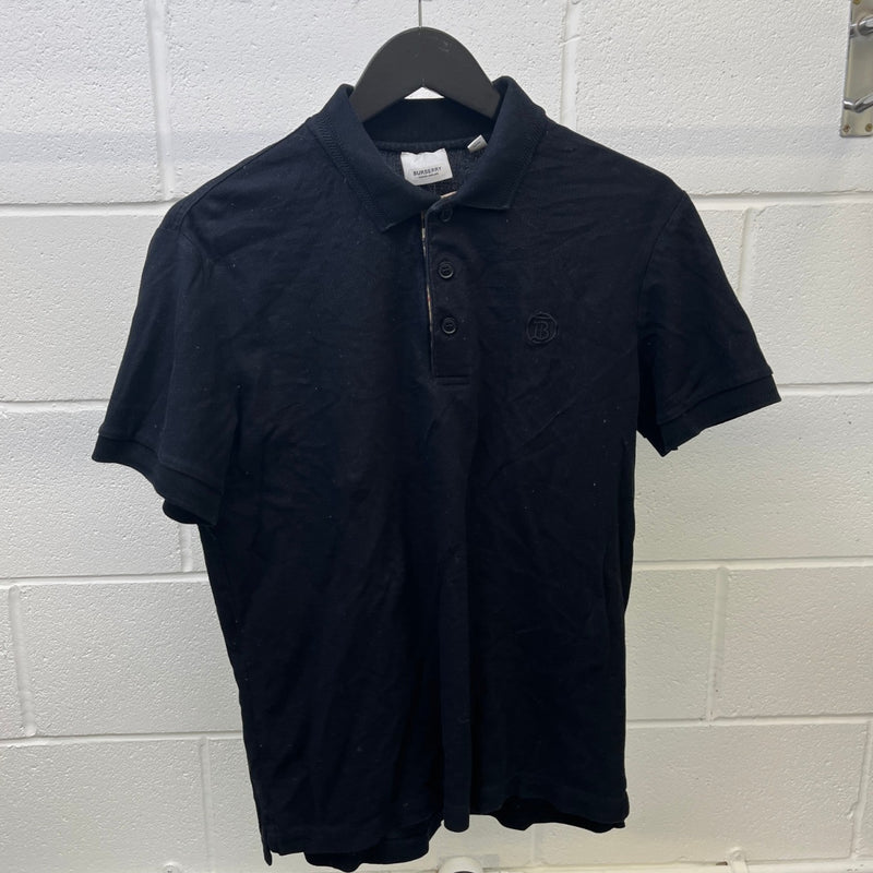 Men's Embroidered Logo Nova Check Polo Shirt Black Size M