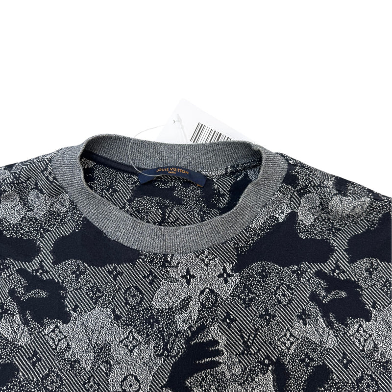 Men's Camo Jacquard Monogram T-Shirt Grey Size S
