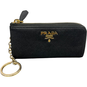 Women's Saffiano Key Pouch Purse Black