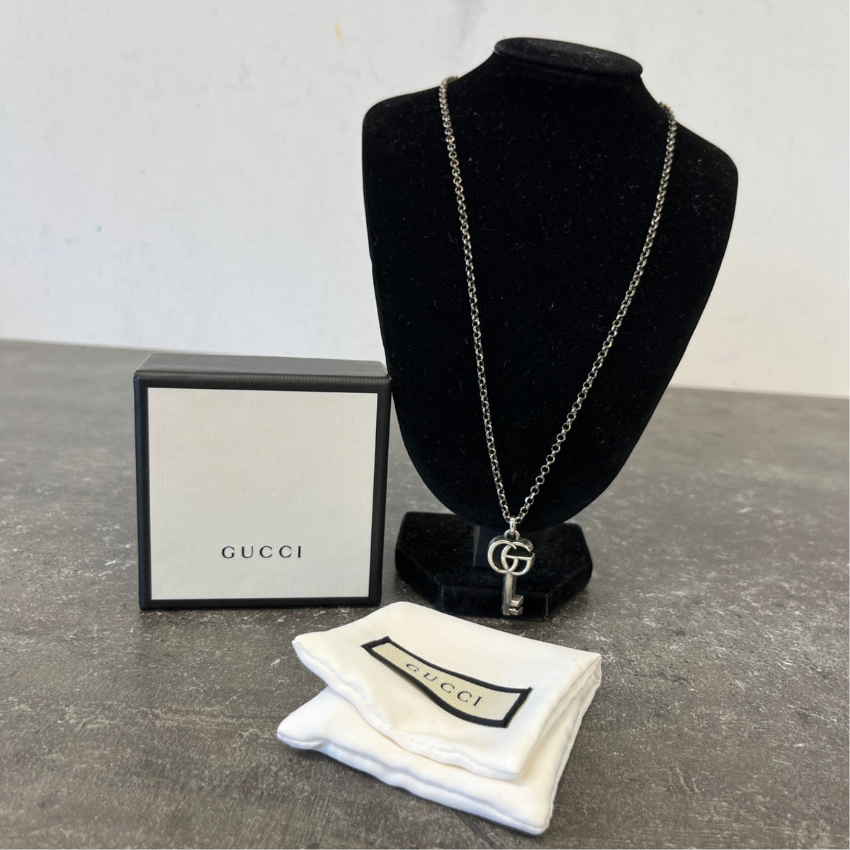 Women's GG Marmont Key Necklace Silver - Photo 10