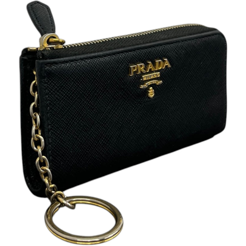 Women's Saffiano Key Pouch Purse Black