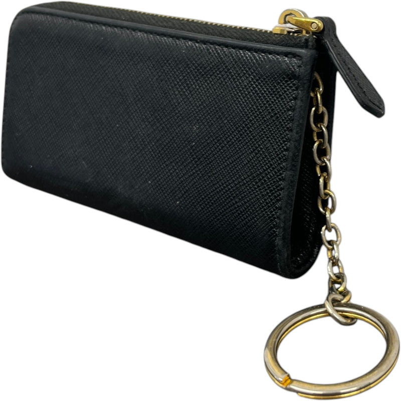 Women's Saffiano Key Pouch Purse Black