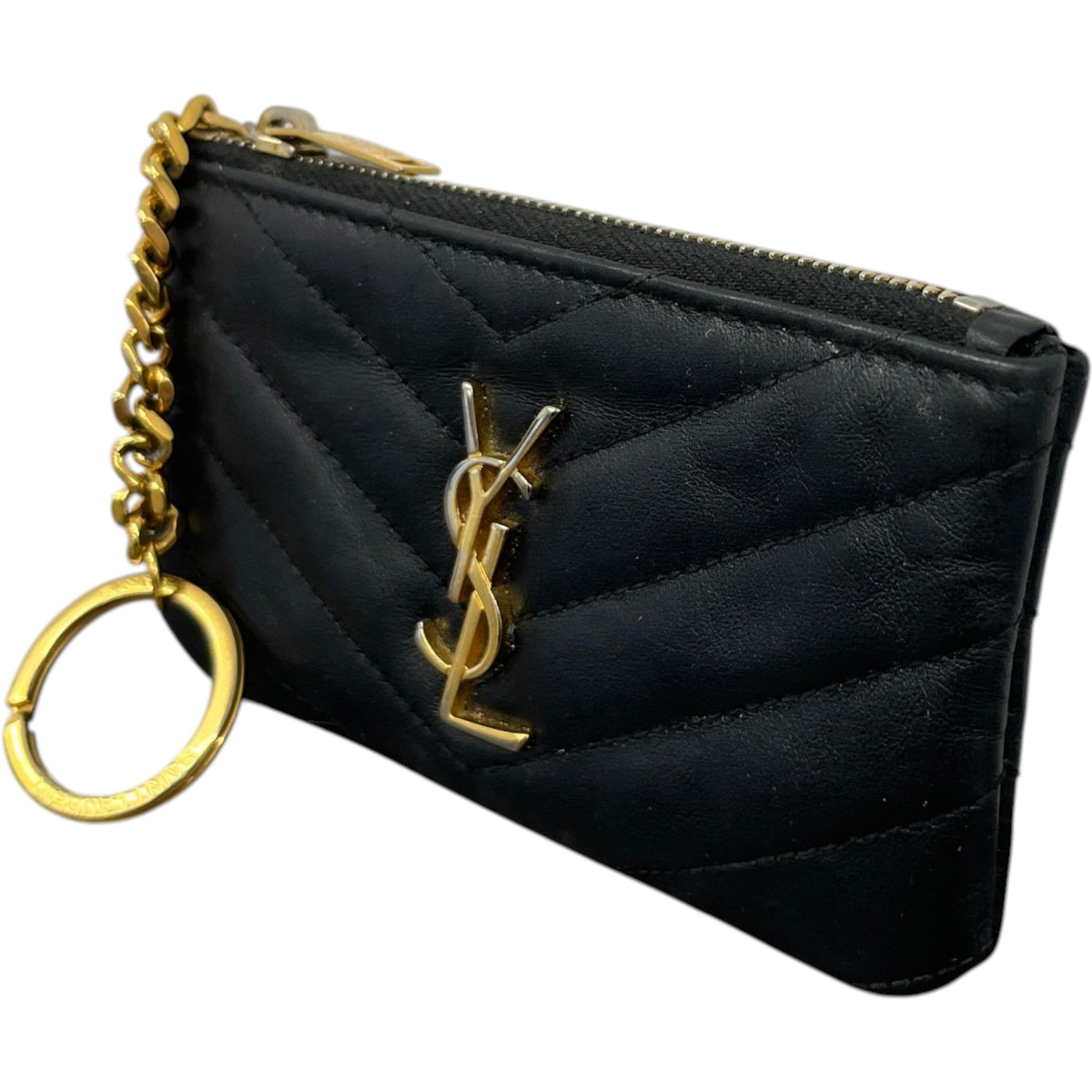 Women's Cassandre Matelassé Key Pouch Purse Black - Photo 2