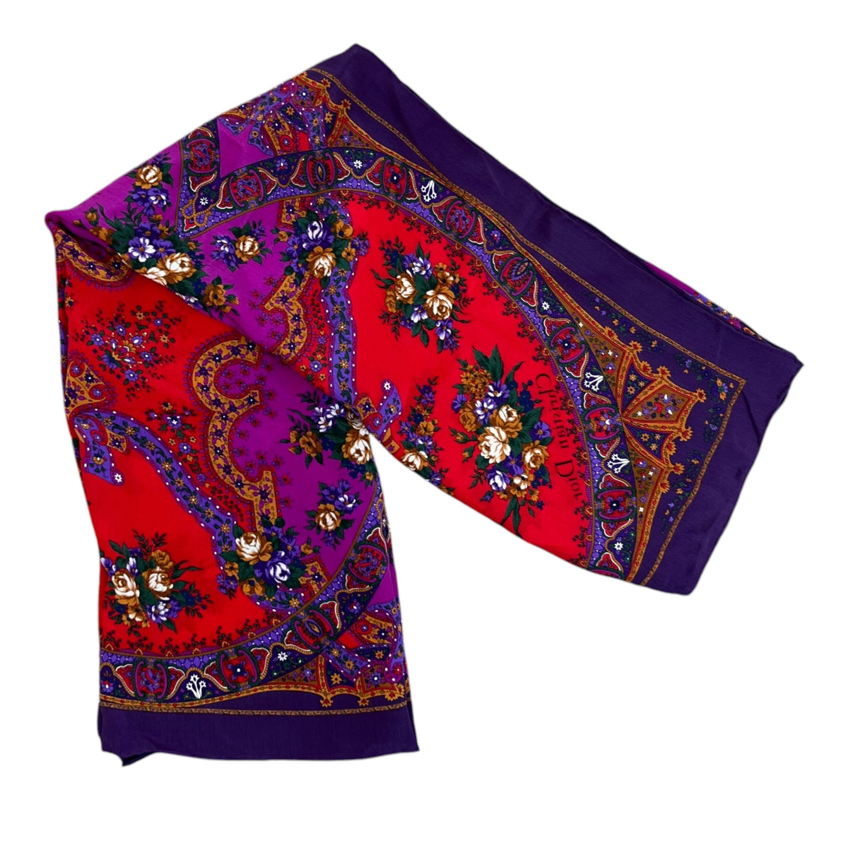 Women's Vintage Pattern Scarf Purple - Photo 1