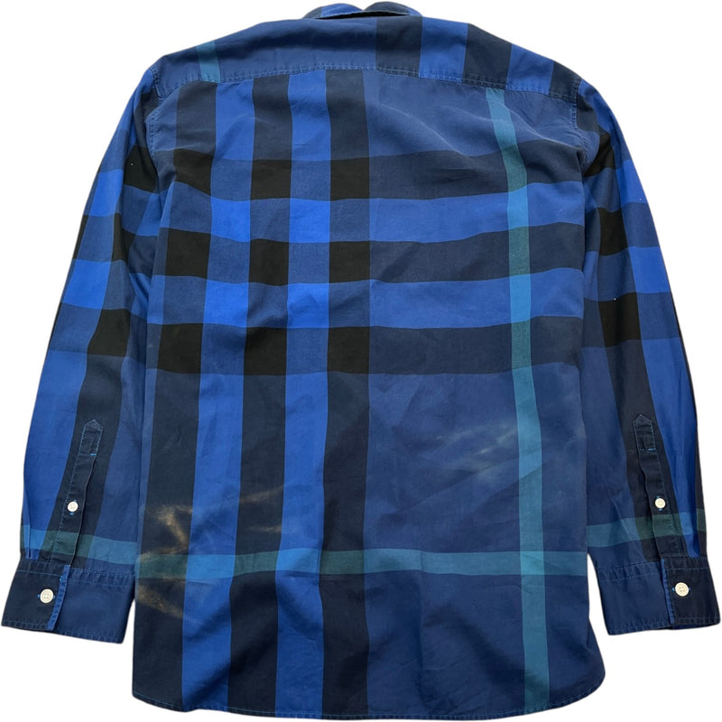 Men's Brit Nova Check Long Sleeve Shirt Blue Size XL
