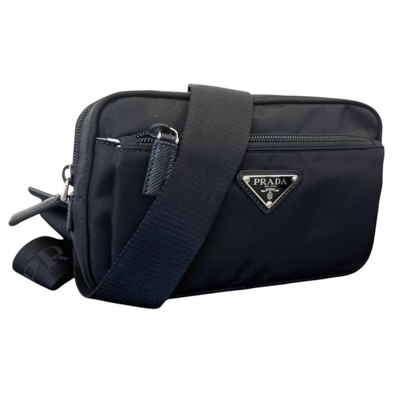 Men's Re-Nylon Plaque Logo Belt Bag Black