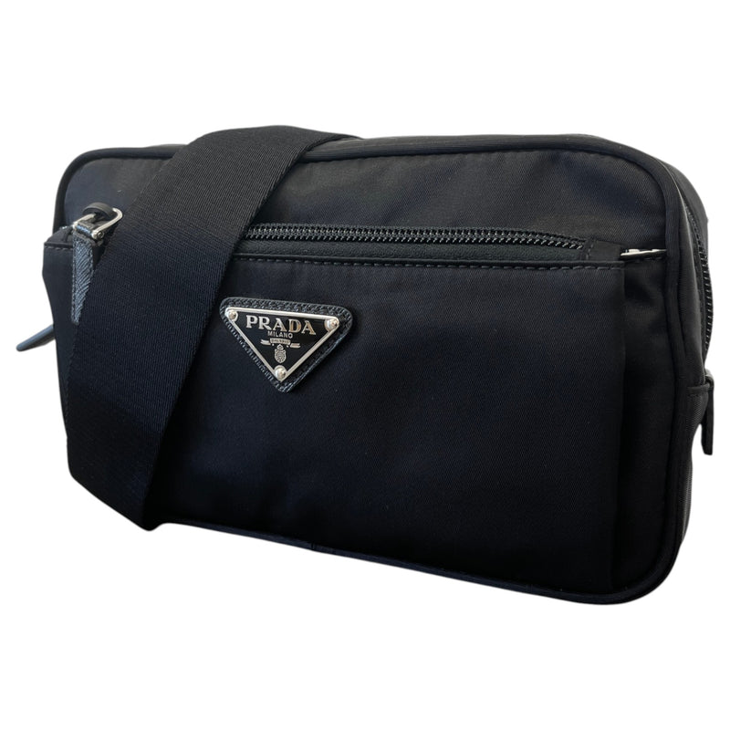 Men's Re-Nylon Plaque Logo Belt Bag Black