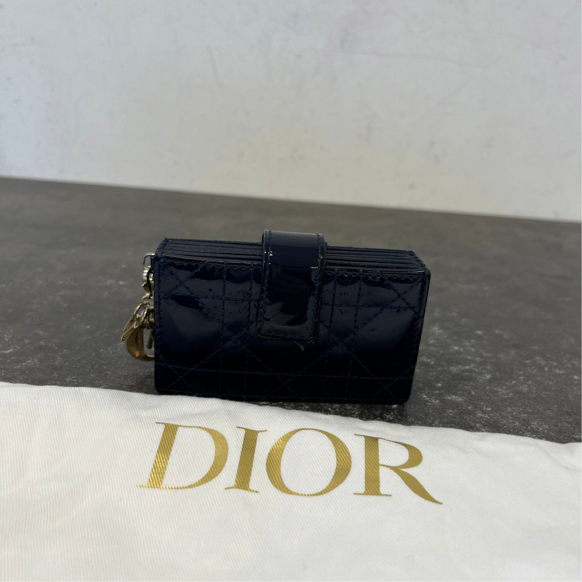 Women's Lady Dior 5 Gusset Wallet Navy - Photo 12