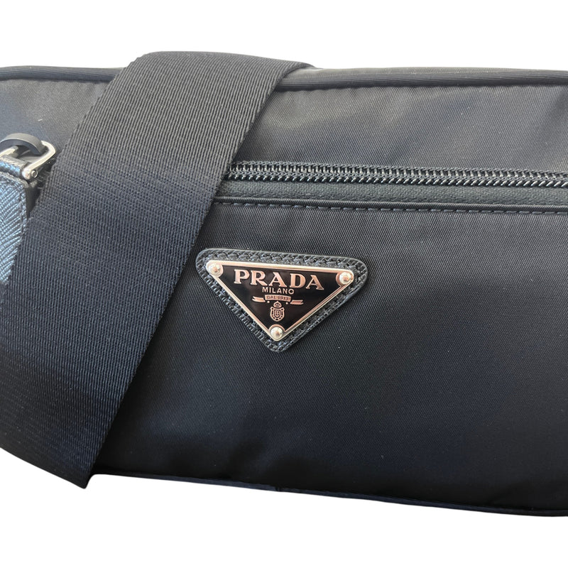 Men's Re-Nylon Plaque Logo Belt Bag Black
