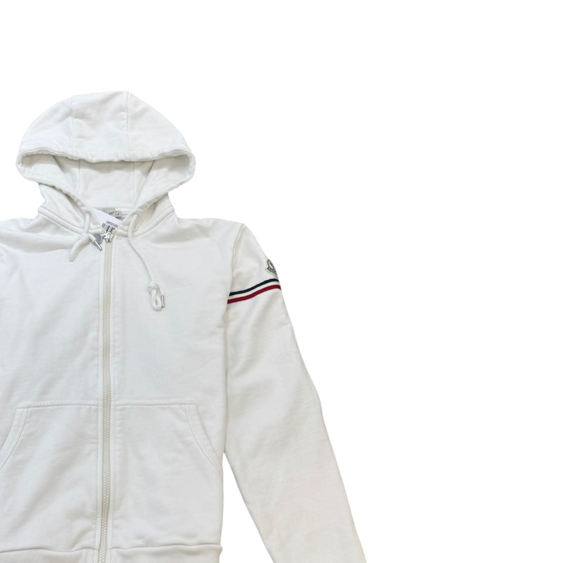 Men's Tricolor Sleeve Zip-Up Hoodie White Size L