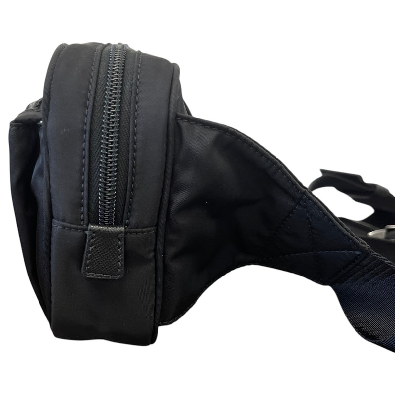 Men's Re-Nylon Plaque Logo Belt Bag Black