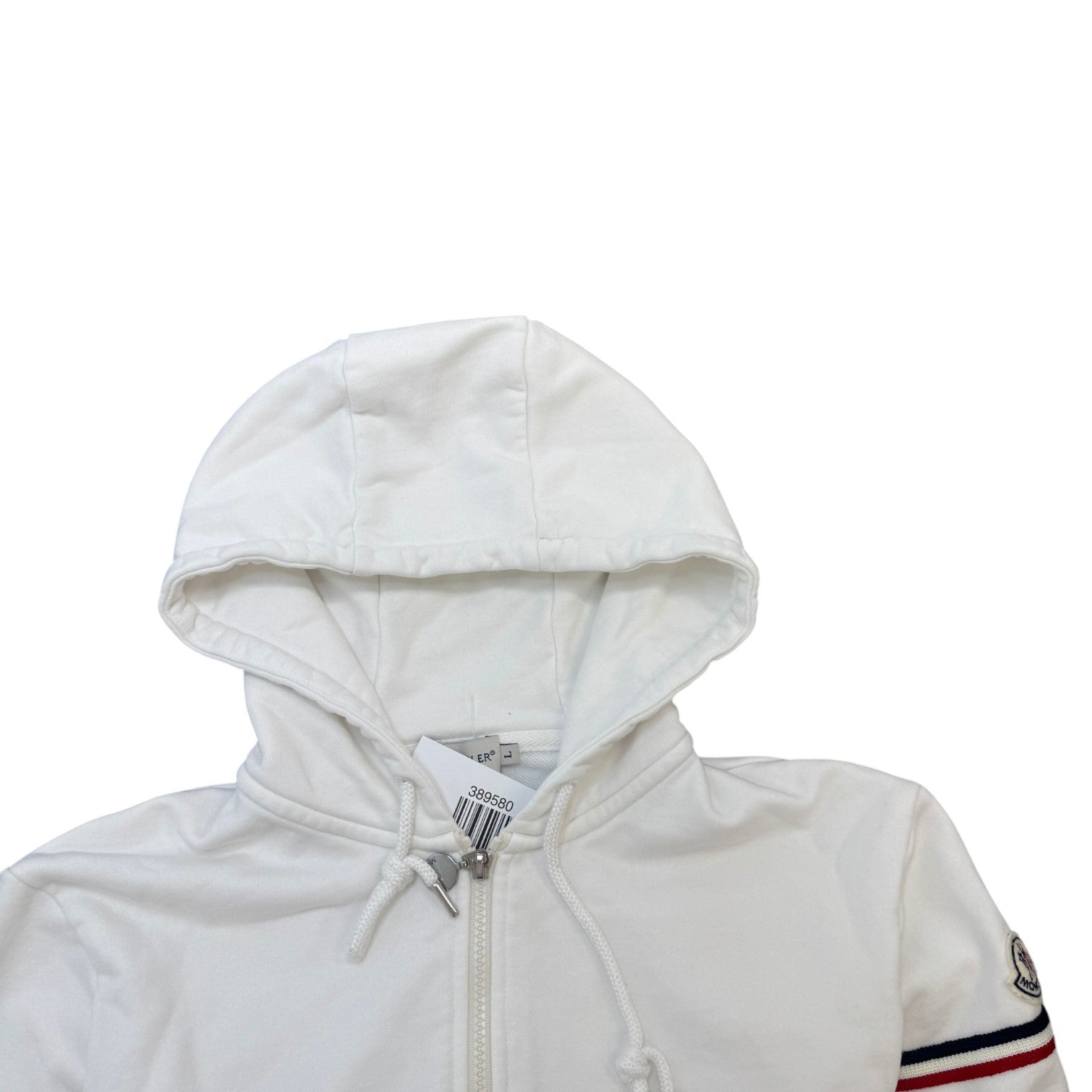 Men's Tricolor Sleeve Zip-Up Hoodie White Size L - Photo 5
