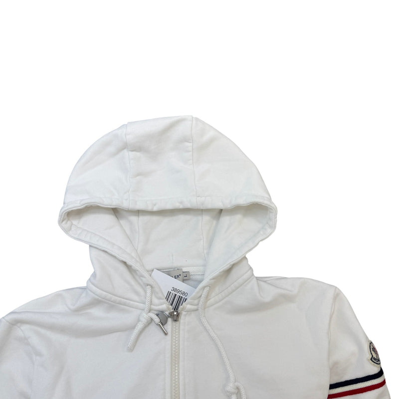 Men's Tricolor Sleeve Zip-Up Hoodie White Size L