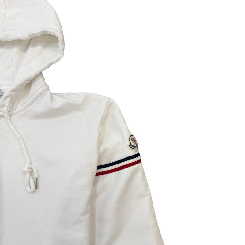 Men's Tricolor Sleeve Zip-Up Hoodie White Size L