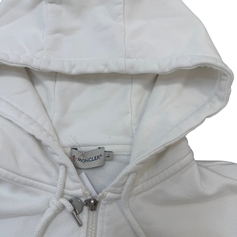 Men's Tricolor Sleeve Zip-Up Hoodie White Size L