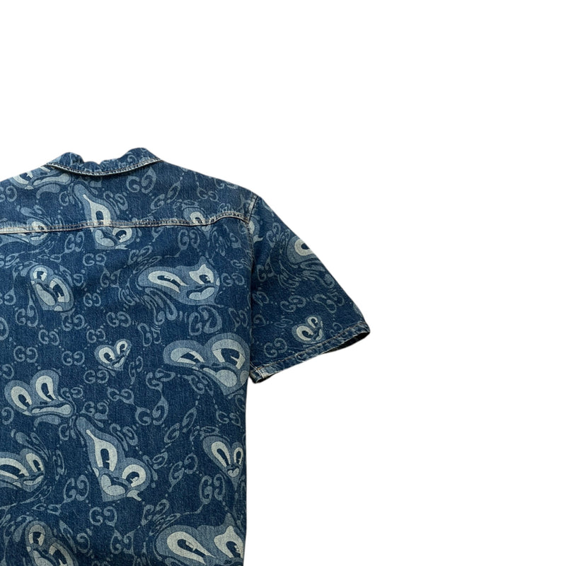 Men's GG Liquid Hearts Short Sleeve Shirt Blue Size M