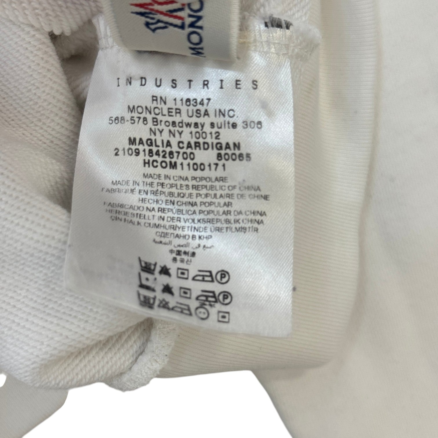 Men's Tricolor Sleeve Zip-Up Hoodie White Size L - Photo 8