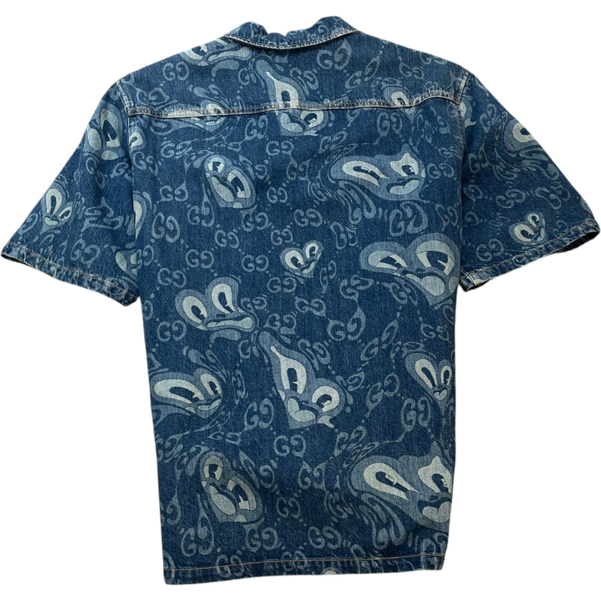 Men's GG Liquid Hearts Short Sleeve Shirt Blue Size M - Photo 2