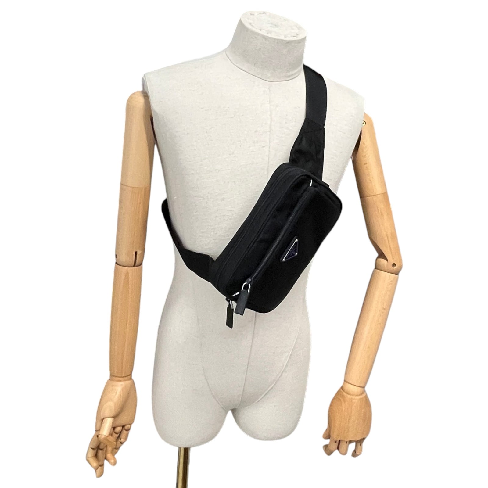 Men's Re-Nylon Plaque Logo Belt Bag Black - Photo 2