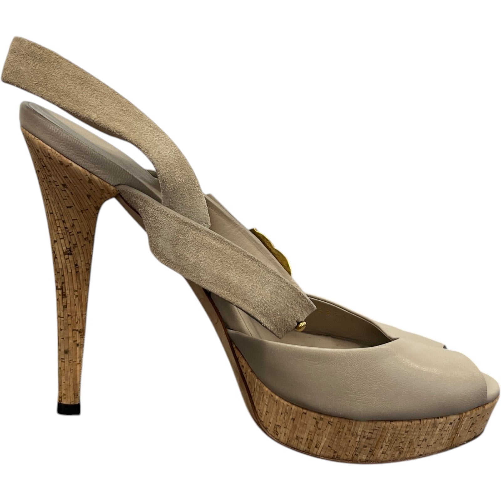 Women's Gg Platform Peep Toe Heels Grey Size EU 39 / UK 6 - Photo 4