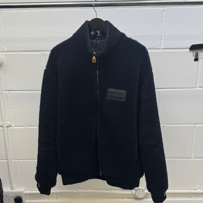 Men's Patch Fleece Jacket Navy Size XXL
