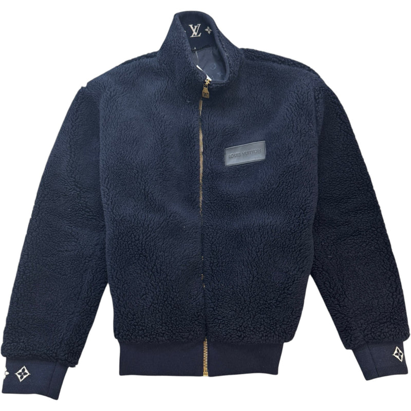 Men's Patch Fleece Jacket Navy Size XXL