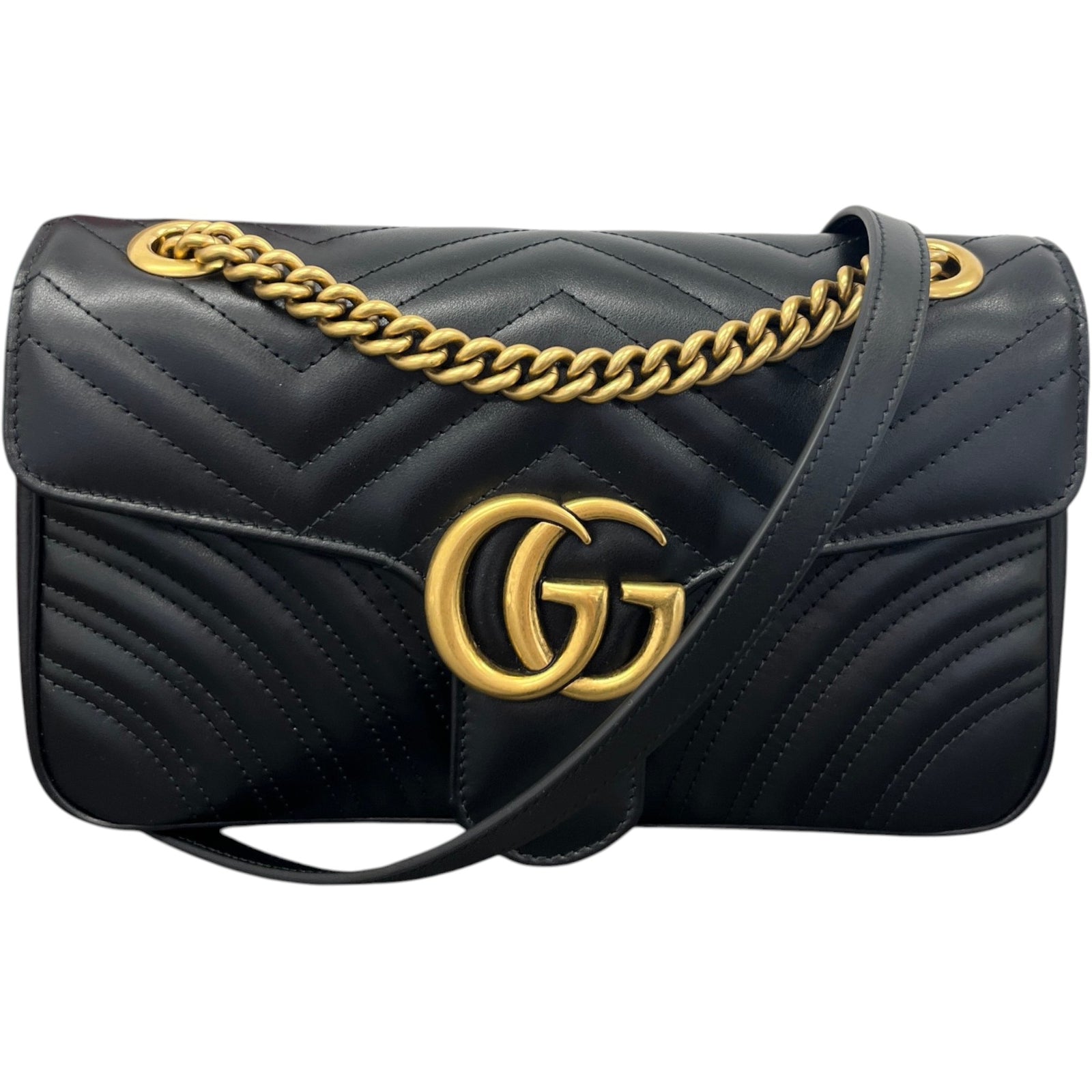 Women's Gg Marmont Flap Bag Black - Photo 1