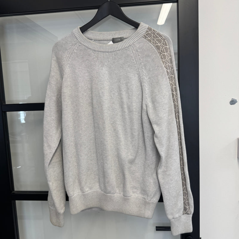 Men's Oblique Jacquard Crewneck Jumper Grey Size L