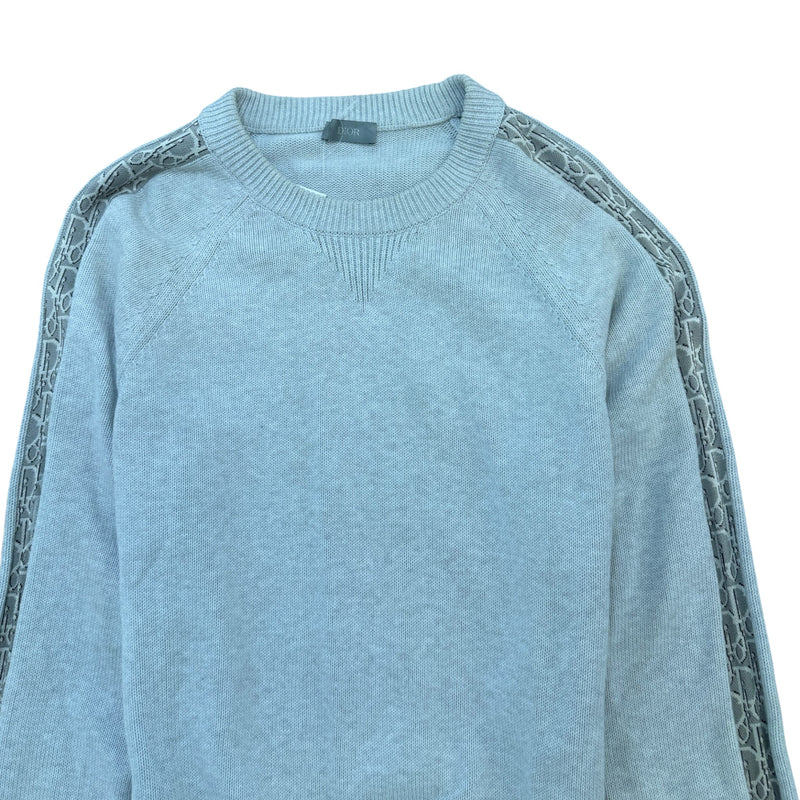 Men's Oblique Jacquard Crewneck Jumper Grey Size L