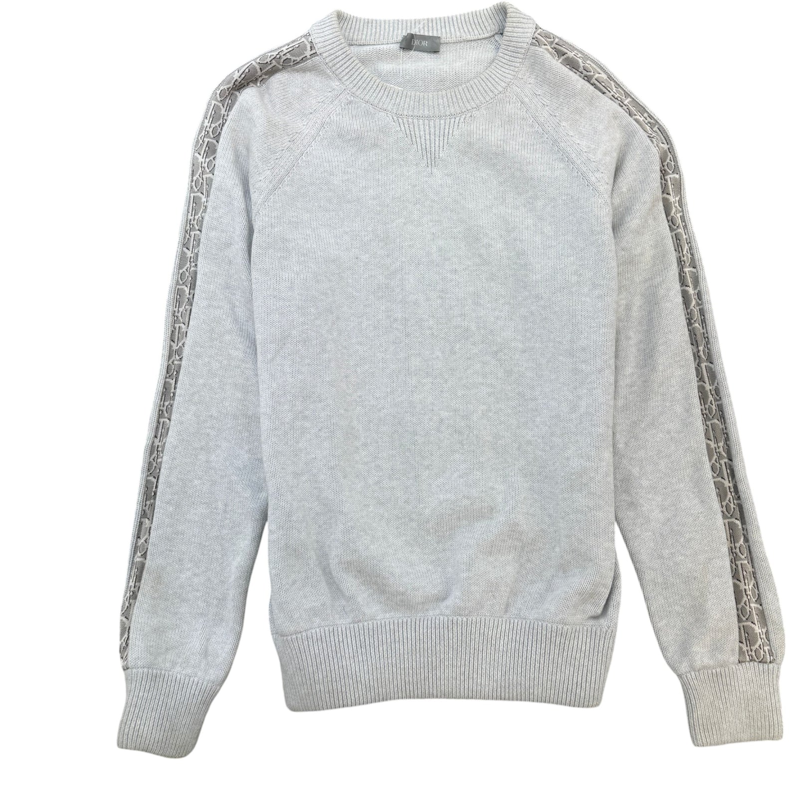 Men's Oblique Jacquard Crewneck Jumper Grey Size L - Photo 1