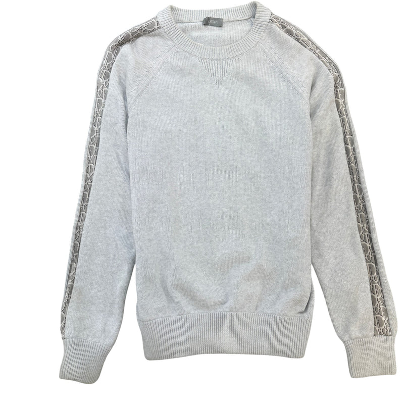 Men's Oblique Jacquard Crewneck Jumper Grey Size L