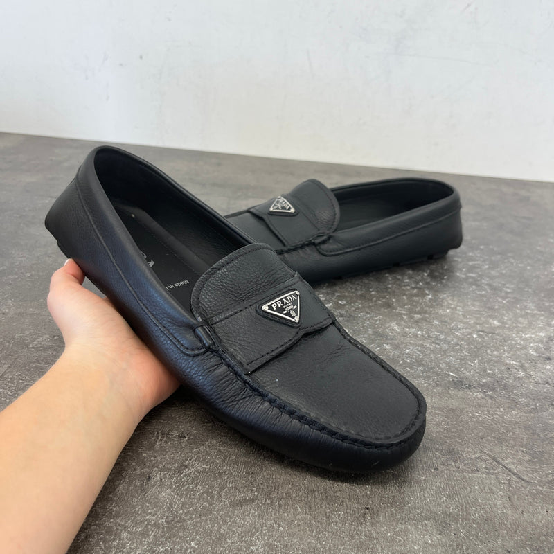 Men's Saffiano Driving Loafers Black Size EU 43 / UK 9