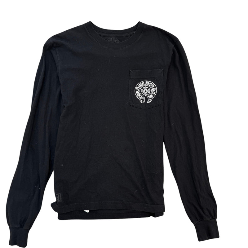 Men's Logo Print Long Sleeve T-Shirt Black Size S