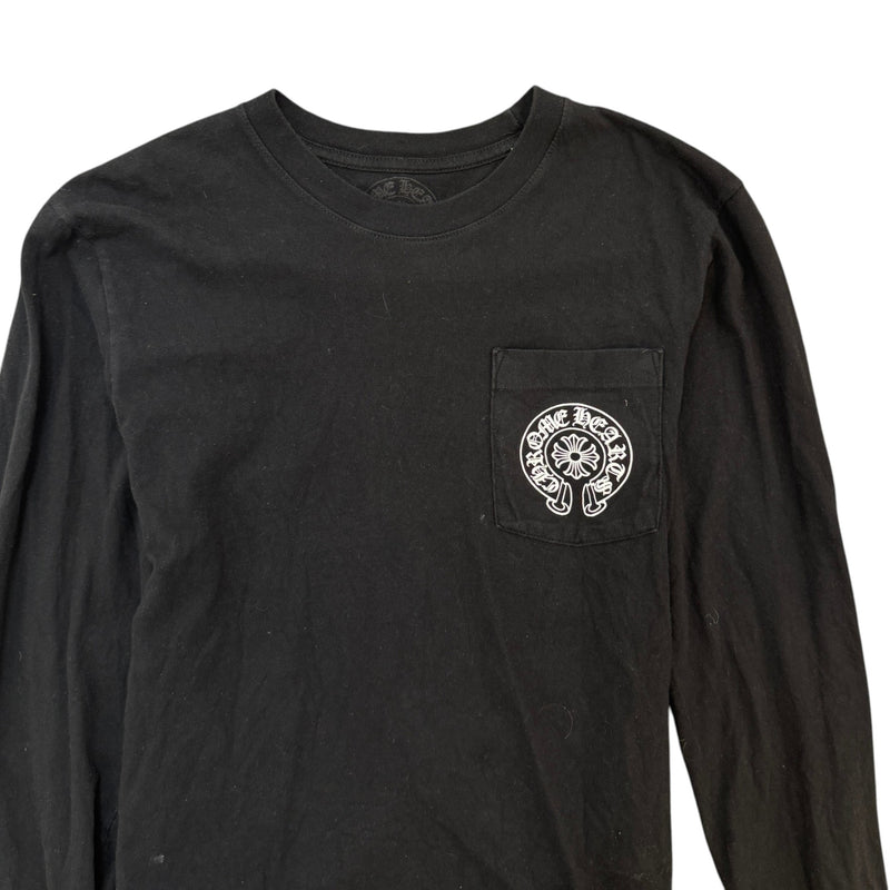 Men's Logo Print Long Sleeve T-Shirt Black Size S