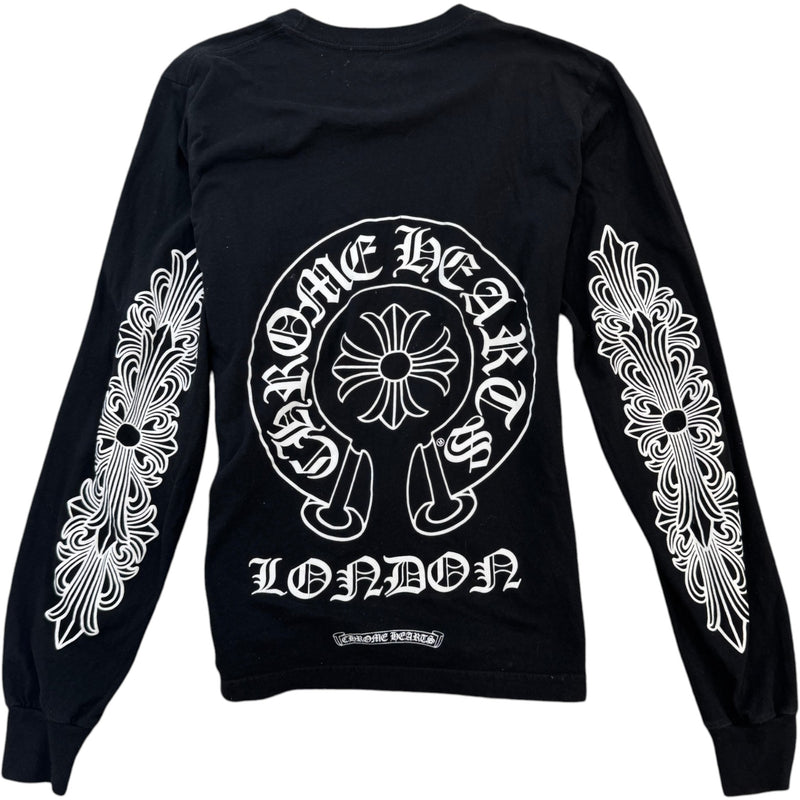 Men's Logo Print Long Sleeve T-Shirt Black Size S