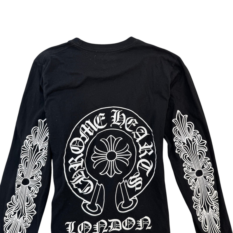 Men's Logo Print Long Sleeve T-Shirt Black Size S