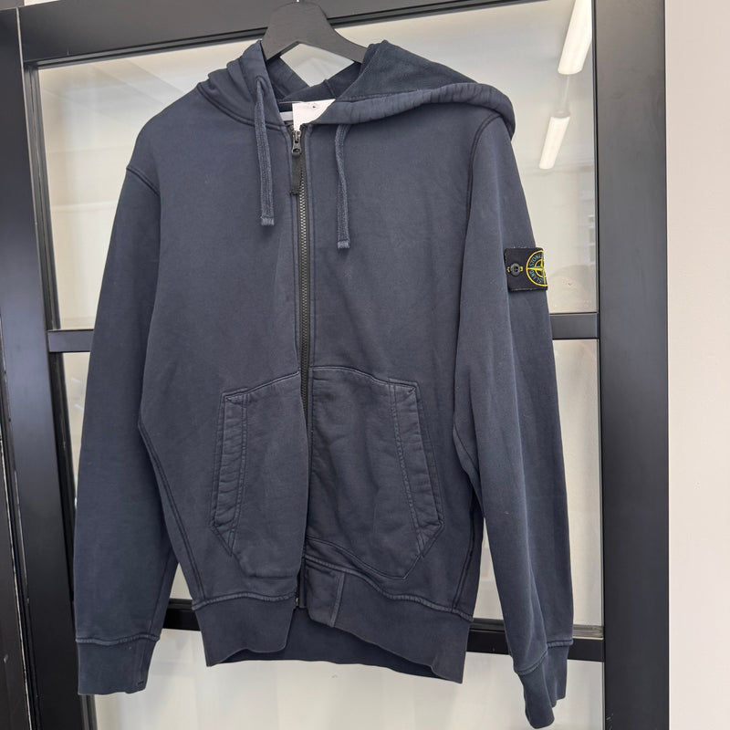Men's Applique Logo Zip Hoodie Navy Size M