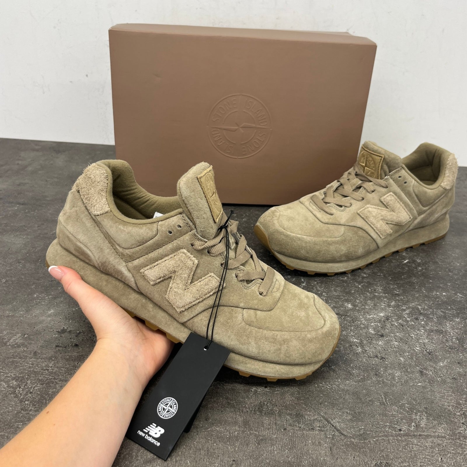 Men's New Balance 574 Ghost Low Trainers Khaki Size EU 44 / UK 10 - Photo 14