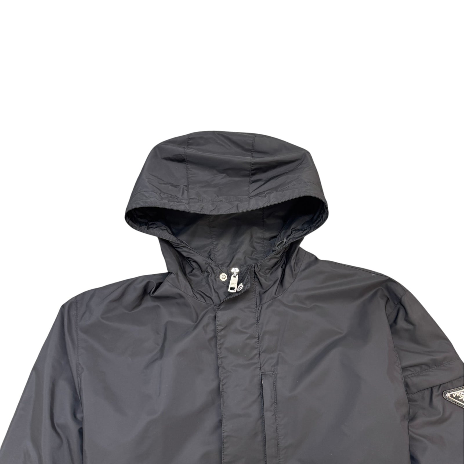 Men's Re-Nylon Plaque Logo Windbreaker Black Size IT 48 / M - Photo 5
