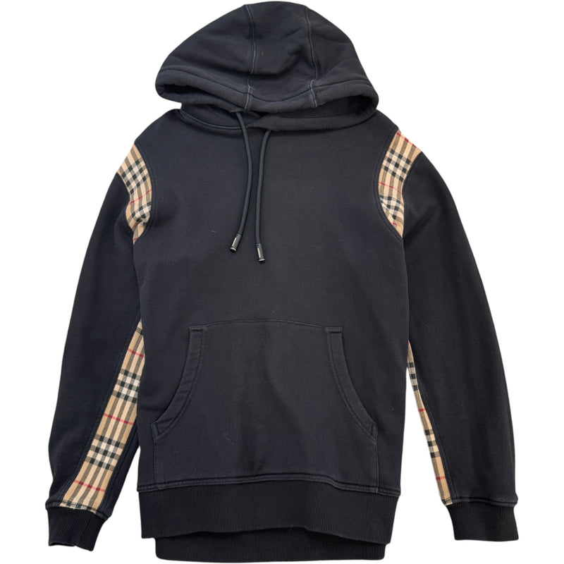 Men's Check Panel Hoodie Black Size M